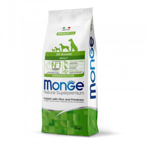 MONGE DOG ALL RABBIT RICE sausā suņu barība Trusis, rīsi 12kg